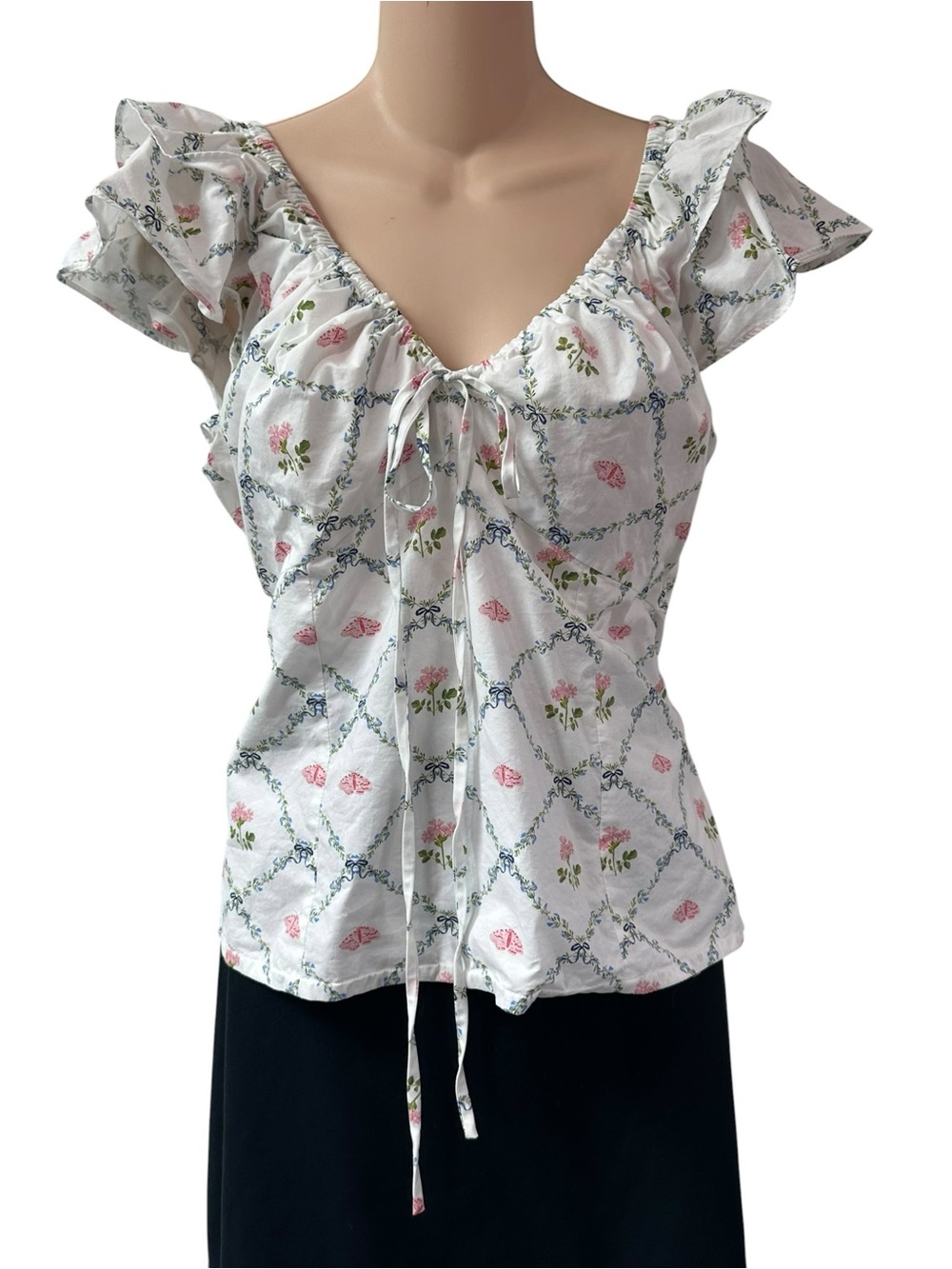 Hill House Home Zuri Top Butterfly Trellis Top sz L - Picture 2 of 9
